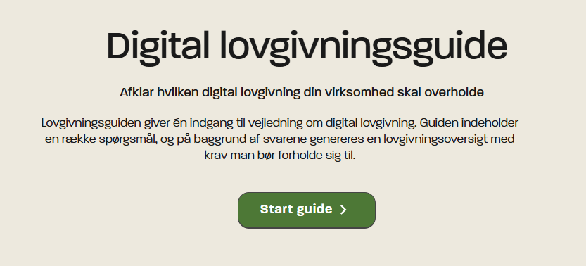 Billede af forsiden på lovgivningsguiden, klik på billedet for at komme til guiden
