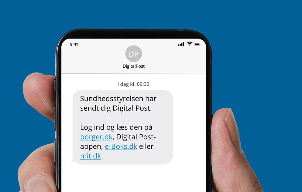 På billedet ses sms&apos;en man kan modtage som borger, når man får ny Digital Post fra en offentlig myndighed