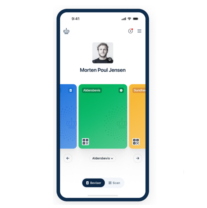 Mobiltelefon med illustration af tre typer af beviser