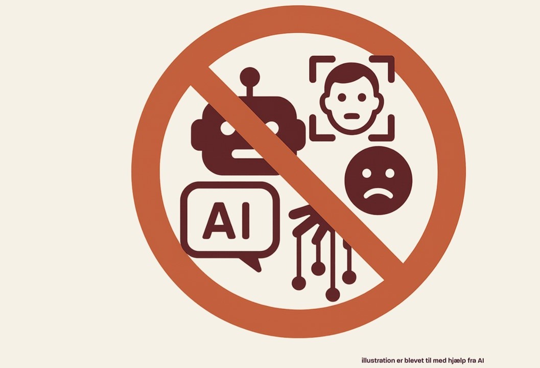 En illustration der viser en stopskilt og figurer for kunstig intelligens